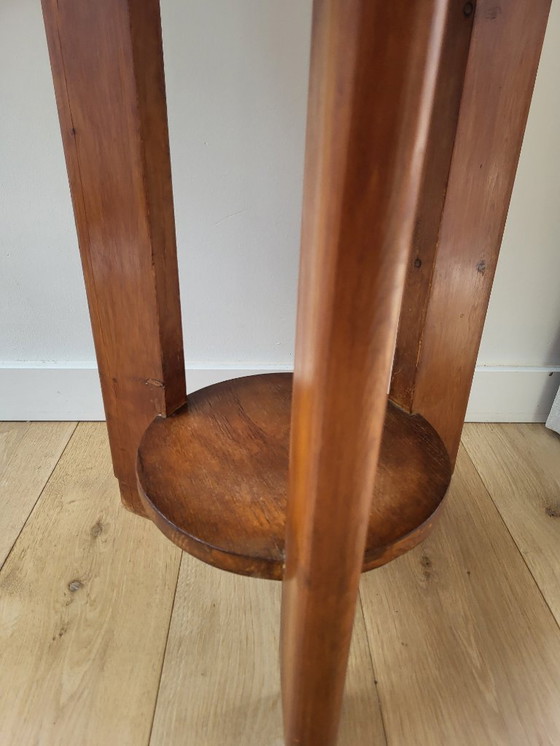 Image 1 of Mesa auxiliar ovalada de madera Art Déco o mesa para plantas