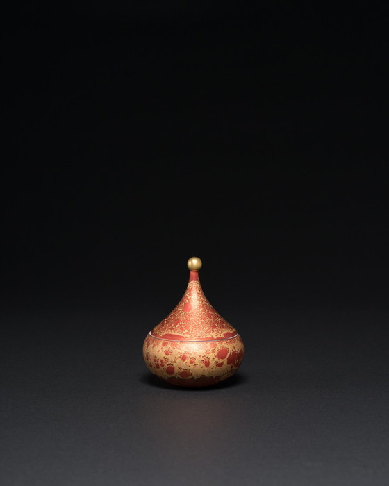 Image 1 of Vase Duo en porcelaine peinte à la main, rouge Goldfeuer, Hans Wohlrab Rosenthal H. Drexler