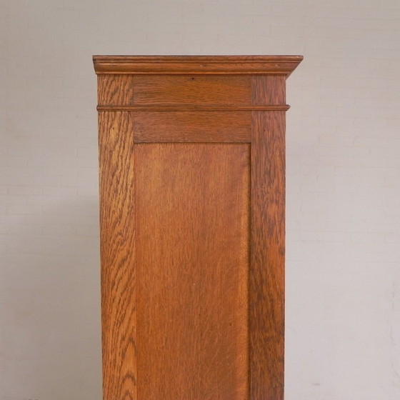 Image 1 of Eiken rolluikkast met 2 luiken boven elkaar, jaren 30