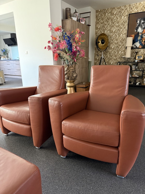 2 Poltrone e Pouf di Touche, Ottima Qualità – Leather, Metal (photo 2 of 5)