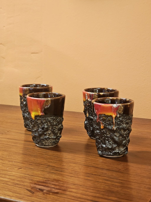 4 Tazzine da Caffè Espresso Fat Lava Tazzine Cortado Vintage – servies, Ceramic (photo 2 of 7)