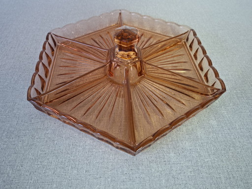 Plateau d'apéritif Val Saint Lambert art déco