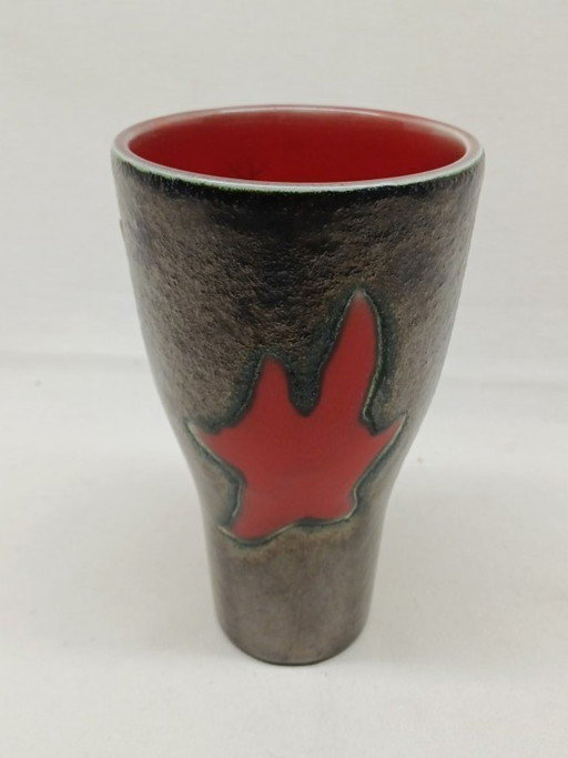 Bicolored red/black ceramic vintage vase Elchinger 1950 – vazen