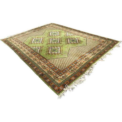 Alfombra bereber vintage de lana verde, Túnez, 1970