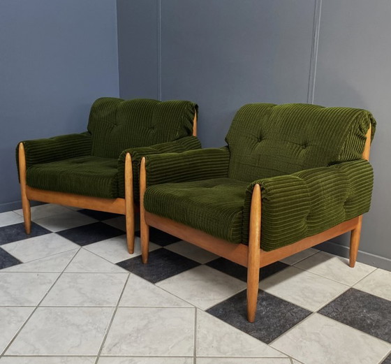 Image 1 of Set van 2 groene relaxstoelen uit de jaren 60