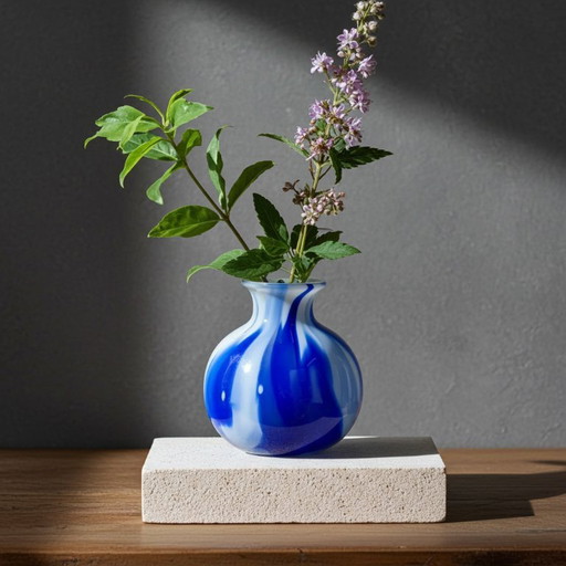 Bolvase in vetro Fidrio con collo nel colore blu Delft