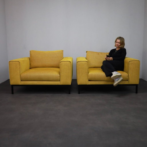Prachtige set handmade oker/geel loveseats fauteuils – Cotton