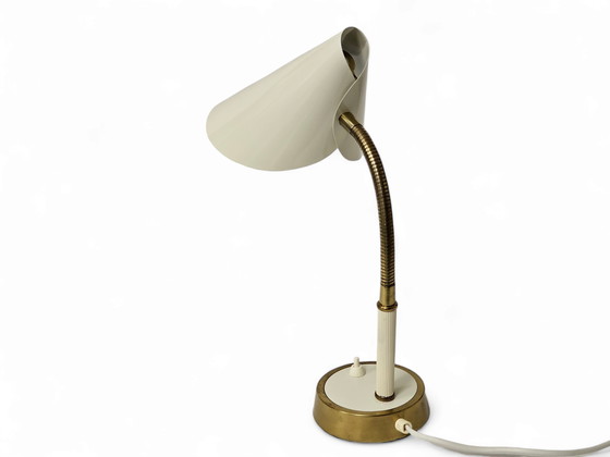 Image 1 of Tischlampe / Schreibtischlampe weiß, 1950er Jahre