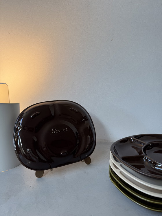 Image 1 of Set di 6 piatti vintage | Ceramica francese | Timbro di Sèvres | Anni '60/'70