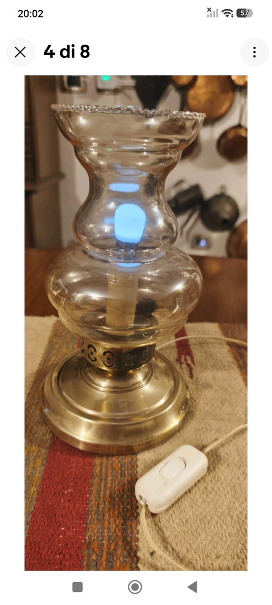 Antique Electric Lamp Vintage Light. – Table lamps, Glass, Brass (photo 5 of 8)