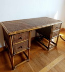 Grand Bureau Rotin et Cannage Style Maugrion 1970