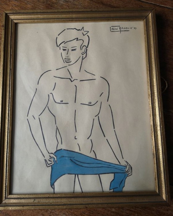 Image 1 of Gay Art Drawing 1957 original by René Arnoux