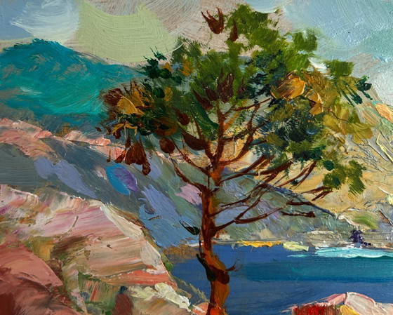 Image 1 of Original Oil Painting Summer Sea Landscape The leaves sway in the wind
