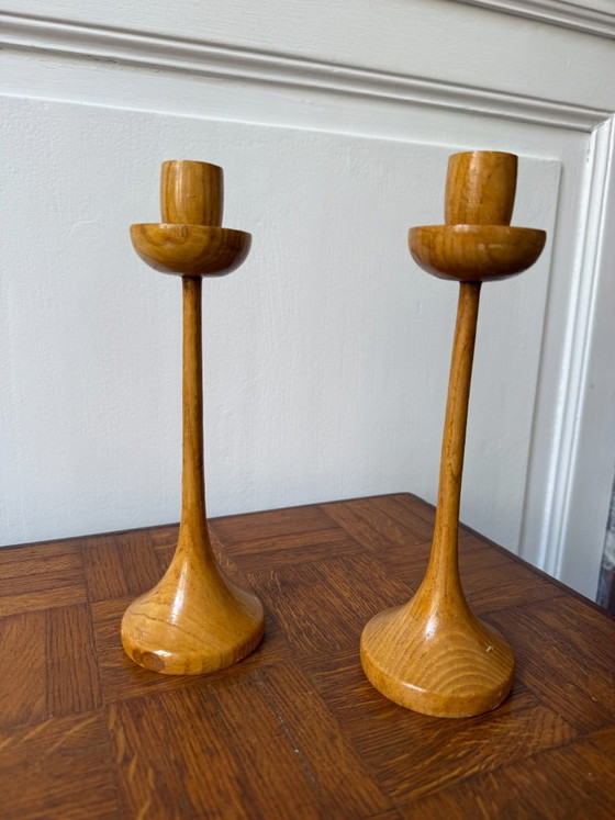 Image 1 of Coppia di portacandele in legno