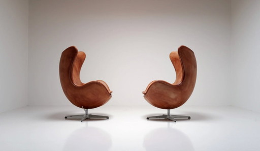 Egg Chair en cuero Rustik natural de Arne Jacobsen para Fritz Hansen