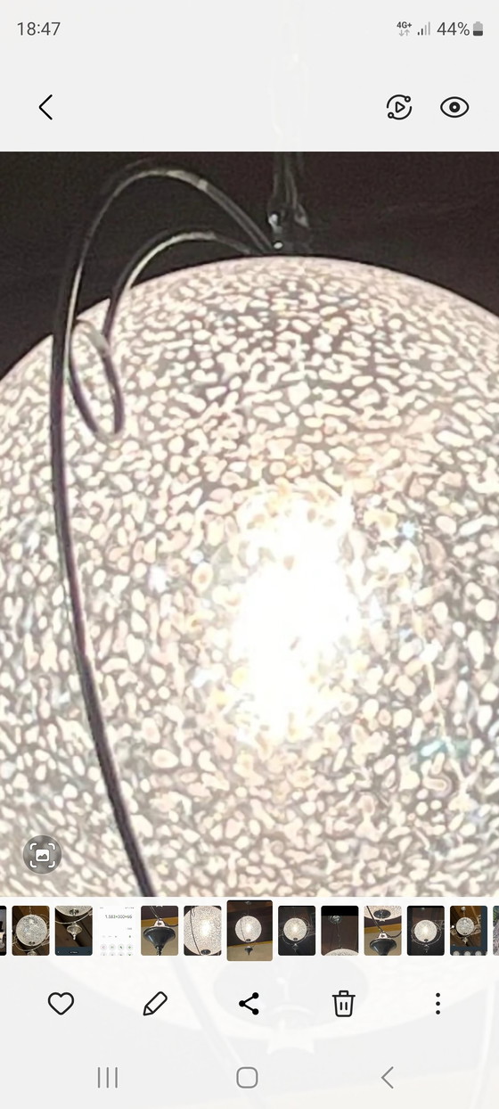 Image 1 of Rare Italian vintage frosted glass pendant lamp - Murano style - 1960s/70s