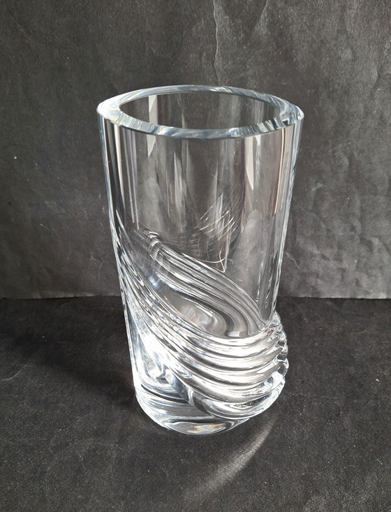 Image 1 of Peill & Putzler heavy swirling crystal vase. Swag motif.