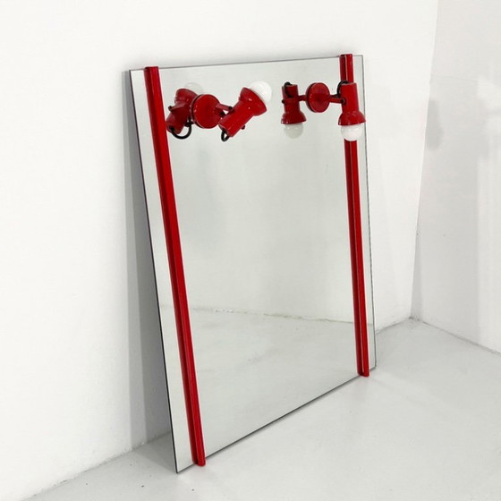 Image 1 of Red Vanity Mirror in Metal, 1970s