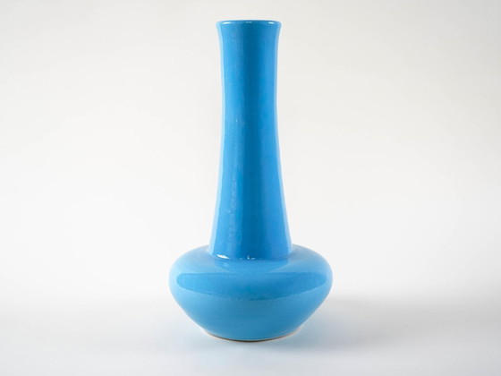 Image 1 of Blue ceramic vase, Danish design, 1970s, made in Denmark
