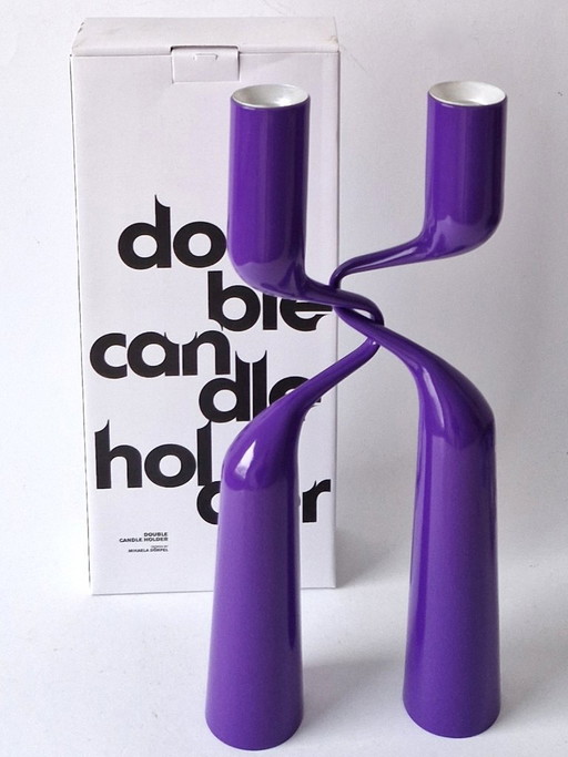 Menu Danemark - 2 Purple Double / Tango Candlesticks – kandelaars en kaarsen, Metal