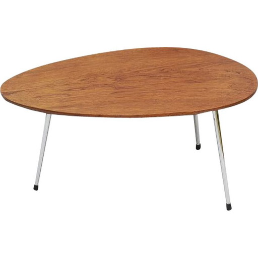 Table d'appoint vintage avec pieds en métal chromé 1950s