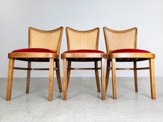 Image 1 of Conjunto original de tres sillas Thonet A811/1 Josef Hoffmann 1951 Tapizadas