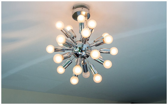 Image 1 of Lámpara de araña Sputnik, acero cromado, 24 luces, excelente estado.