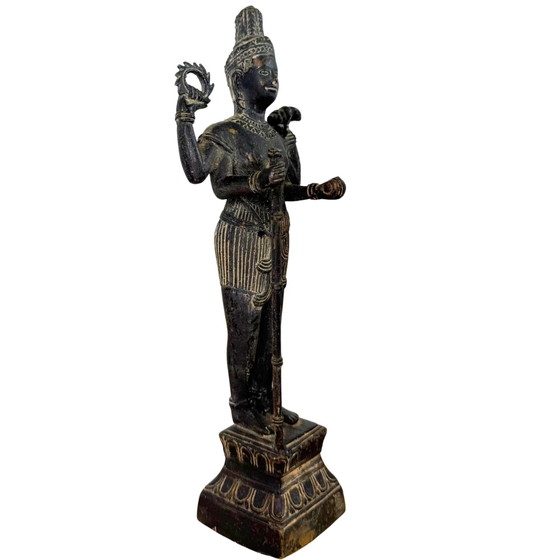 Raro Vishnu Khmer | XIII-XIV Secolo | Con Deposizione Rituale d'Oro | Qualità Museale – Sculture, Bronze (photo 2 of 10)