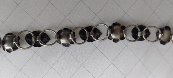 Image 1 of Bracelet vintage TEKA Theodor Klotz en argent massif et rose, fabriqué en Allemagne.
