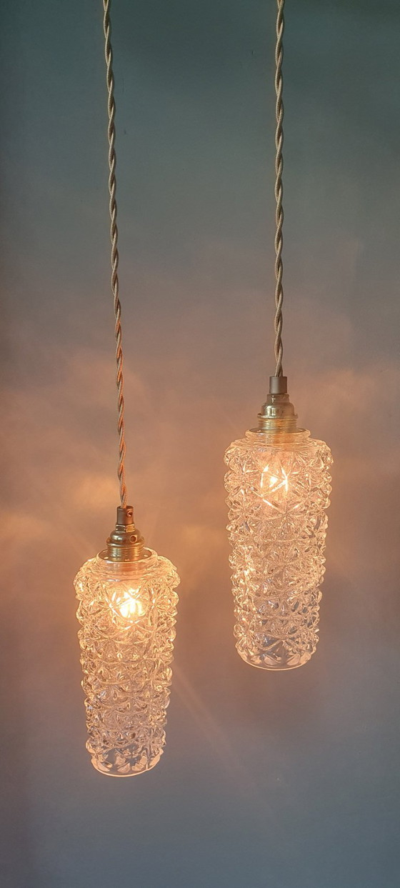 Set Lampade a sospensione Vintage Texture Vetro - Design Mid-century. – Metal (photo 6 of 20)