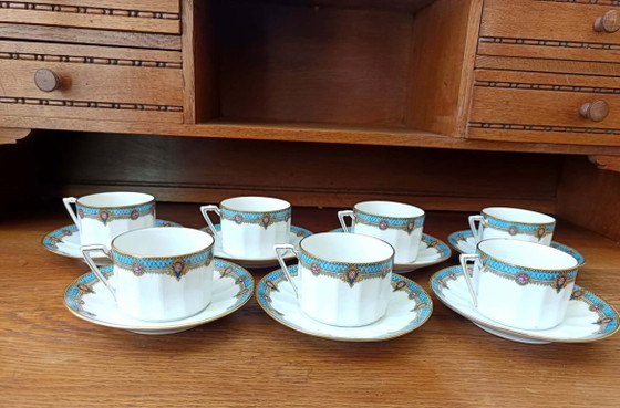 Image 1 of 7x tasses à café Limoges Chabrol & Poirier 1925 art déco 
