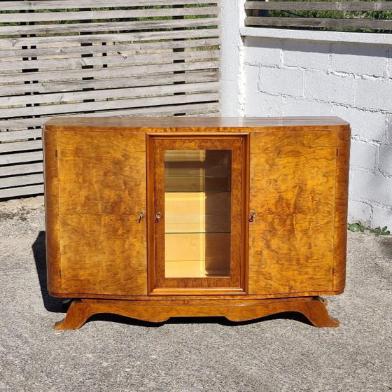 Credenza Art Déco – Credenza in Noce Burl con Vetrina in Vetro - Anni '30 – Credenze (photo 2 of 28)