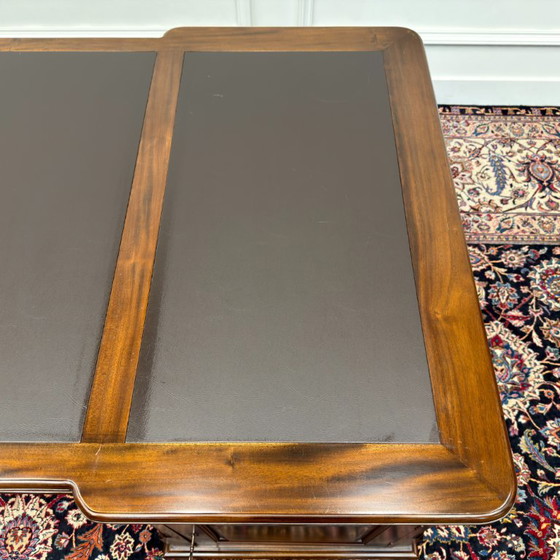 Scrivania da partner inglese classica molto grande – Scrivanie, Leather, Wood (photo 18 of 20)