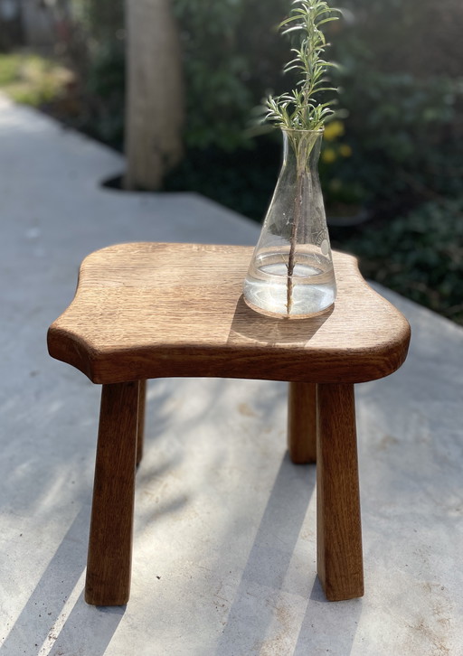 Vintage solid oak milk stool