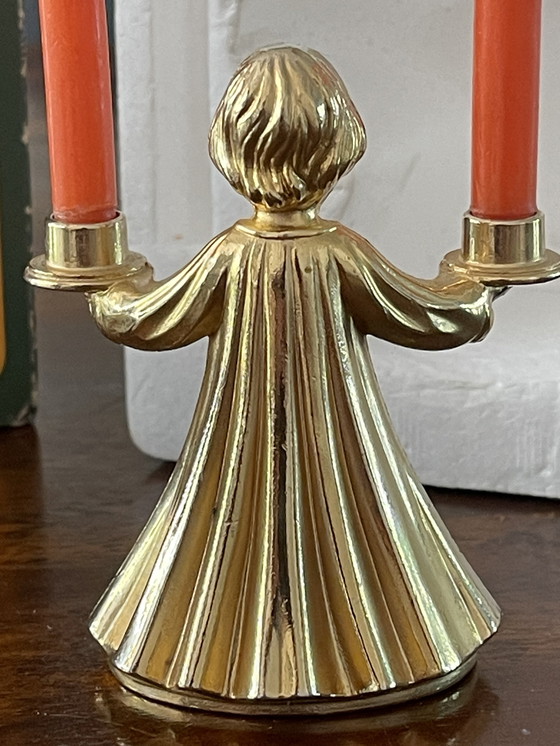 Image 1 of Kleiner Engel Kerzenständer vergoldet Gold