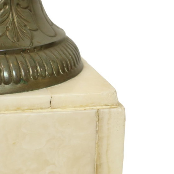 Image 1 of Piédestal de colonne antique en marbre et bronze