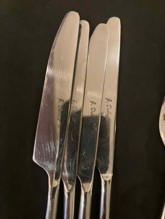 Image 1 of Set di posate a spirale Jean Dubost: posate French Twist, decoro brutalista