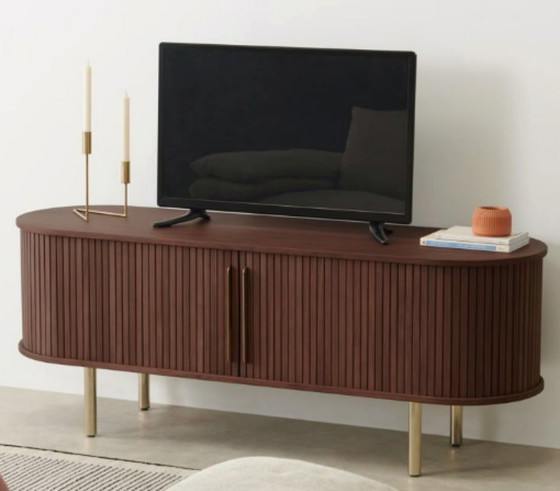 Image 1 of TV unit from made.com, walnut wood and brass