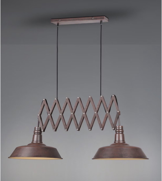 Image 1 of Lampada a sospensione industriale color ruggine a 2 luci regolabili - Mancis