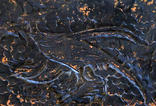 Cassapanca antica fatta a mano con decorazione di uccelli e fiori