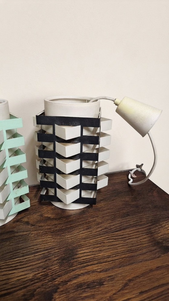 Pair of Rare Vintage Table Lamp, Sculptural Metal Design, 1970s, 20 x 85 cm (photo 7 of 12)