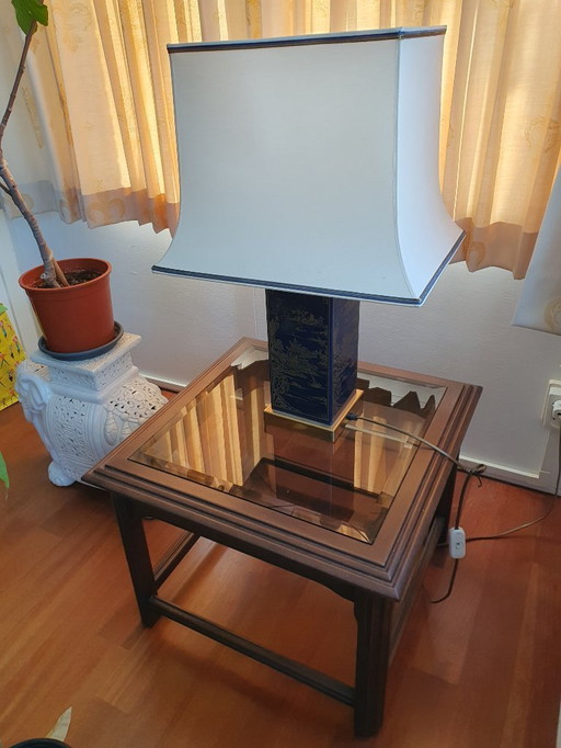 Table d'appoint avec lampadaire (design asiatique)