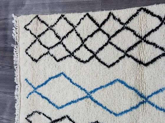 Alfombra bereber blanca con decoración, 250cm x 150cm – Wool, Bohemian (photo 5 of 9)