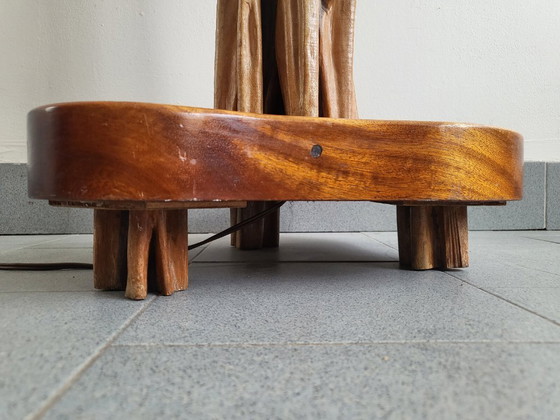 Image 1 of Lampada da terra vintage anni '50, scultura vegetale organica, legno di recupero e mogano, anni '50