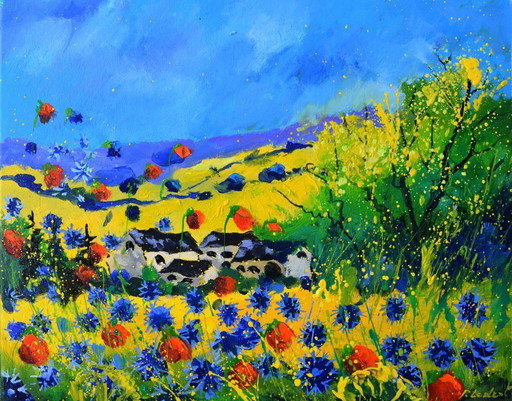 Red poppies , blue cornflowers 