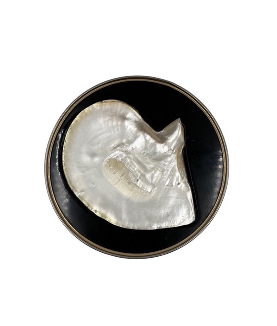 Hollywood regency shell vide poche, Italy 1970, Decorative Objects, Metal, Other, Black, Mid Century Modern (photo 6 of 13)