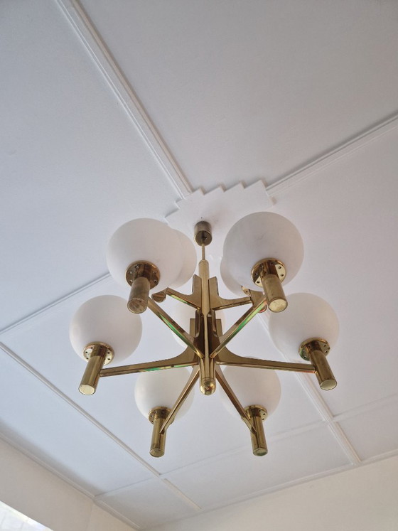 Lampada a sospensione vintage - Anni '50 a '60 - Italia – Lampade a sospensione, Vetro, Ottone (photo 3 of 15)