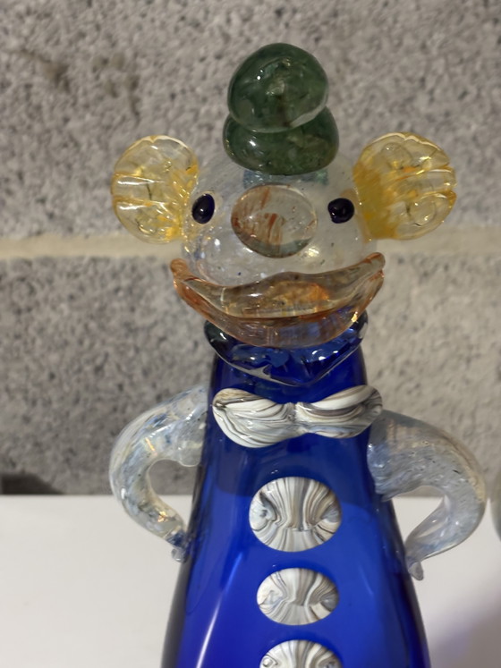 Image 1 of Zeldzaam paar vintage Murano glazen clowns uit de jaren 1950