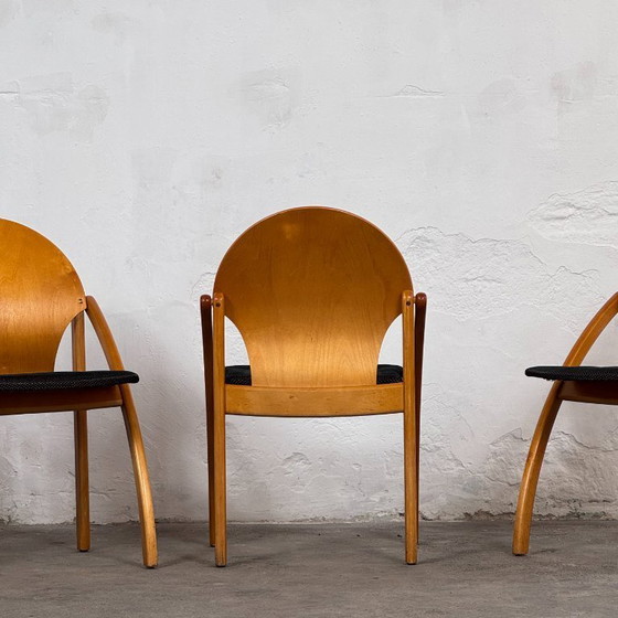 Image 1 of Juego de 4 sillas de comedor de madera curvada de Asko, Finlandia, 1995.