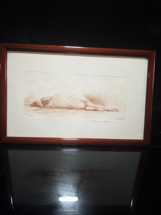 Nu allongé gravure sanguine – Lithographies et sérigraphies, Glass, Paper (photo 2 of 15)